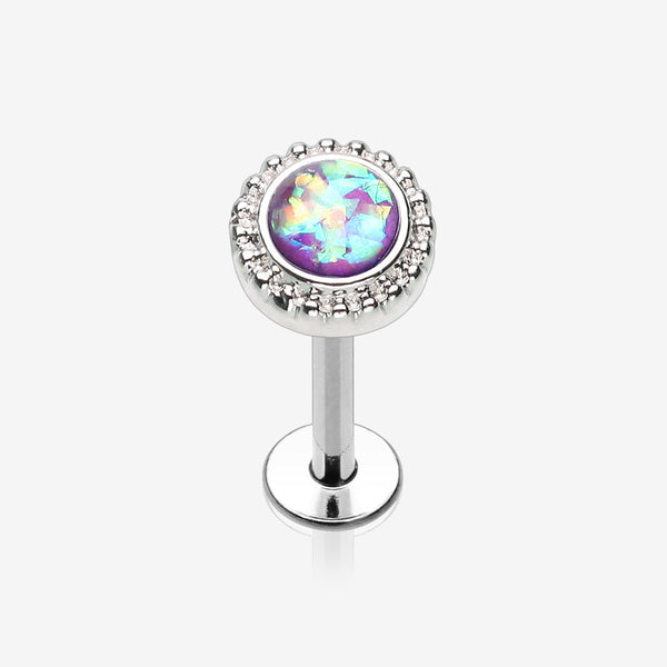 Opal Sparkle Ornate Top Steel Labret-Purple