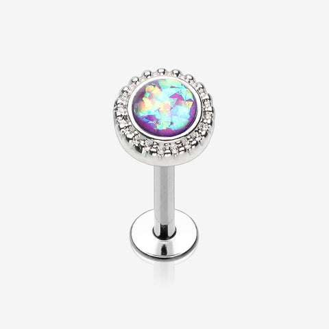 Opal Sparkle Ornate Top Steel Labret-Purple