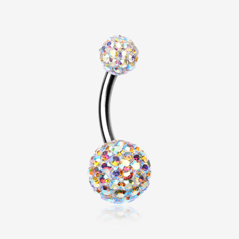 Classic Multi-Gem Sparkle Belly Ring-Aurora Borealis