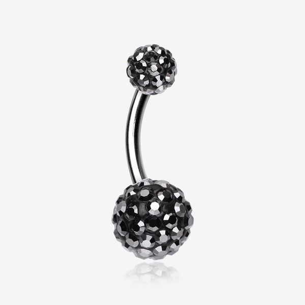 Classic Multi-Gem Sparkle Belly Ring-Hematite