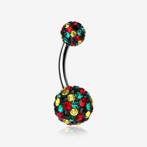 Brilliant Motley Multi-Gem Sparkle Belly Ring-Rasta