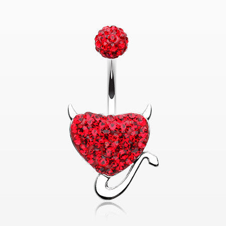 Devil's Heart Multi-Gem Sparkle Belly Button Ring-Red