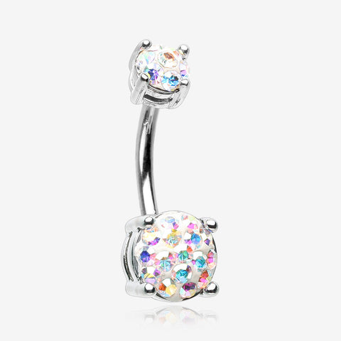 Multi-Gem Sprinkle Sparkle Prong Set Belly Button Ring-Aurora Borealis