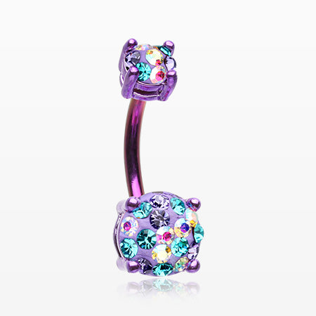 Colorline Motley Multi-Gem Sprinkle Sparkle Prong Set Belly Button Ring-Purple/Bohemian