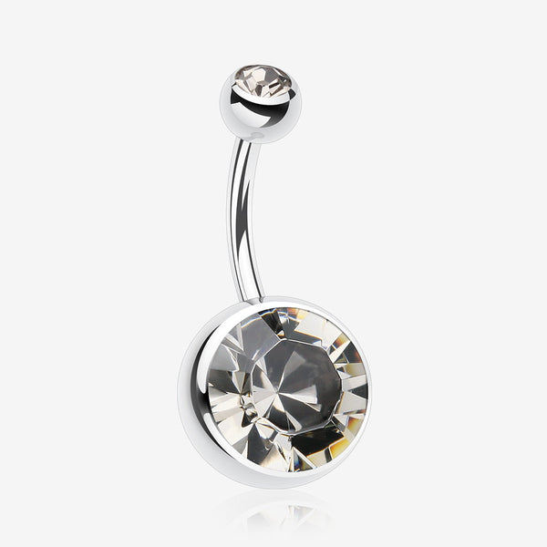 The Giant Sparkle Gem Ball Belly Button Ring-Black Diamond