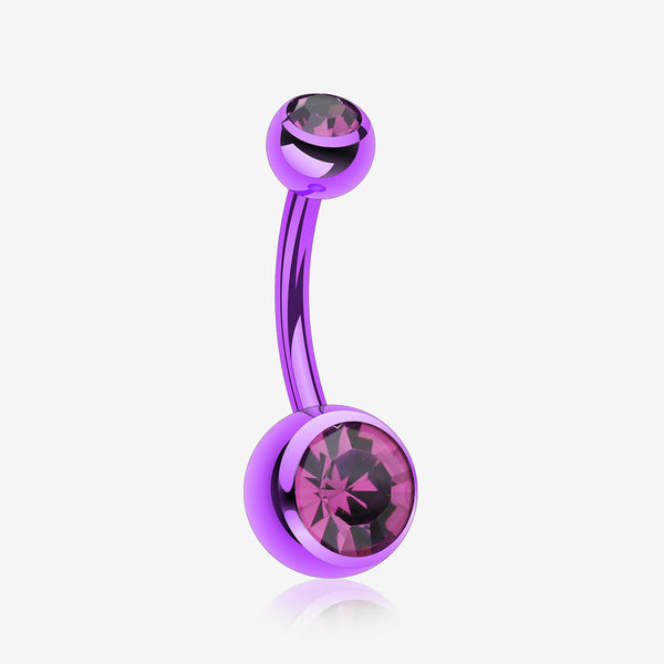 Jelly Belly Unity Gem Belly Button Ring-Purple/Fuchsia