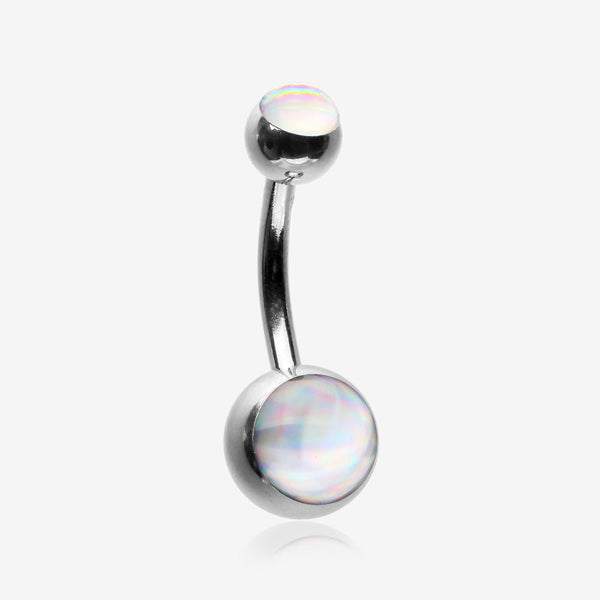 Iridescent Holographic Sparkle Belly Button Ring-Clear Gem