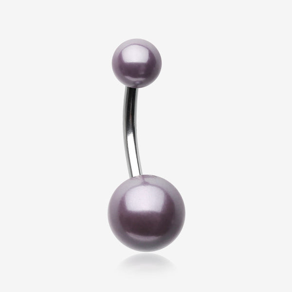 Pearlescent Luster Basic Belly Button Ring-Hematite