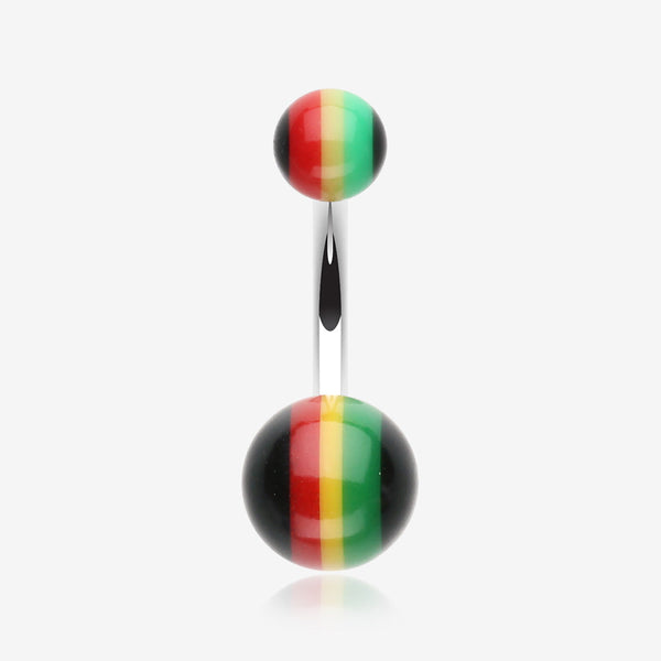 Rasta Stripe Acrylic Belly Button Ring-Rainbow/Multi-Color