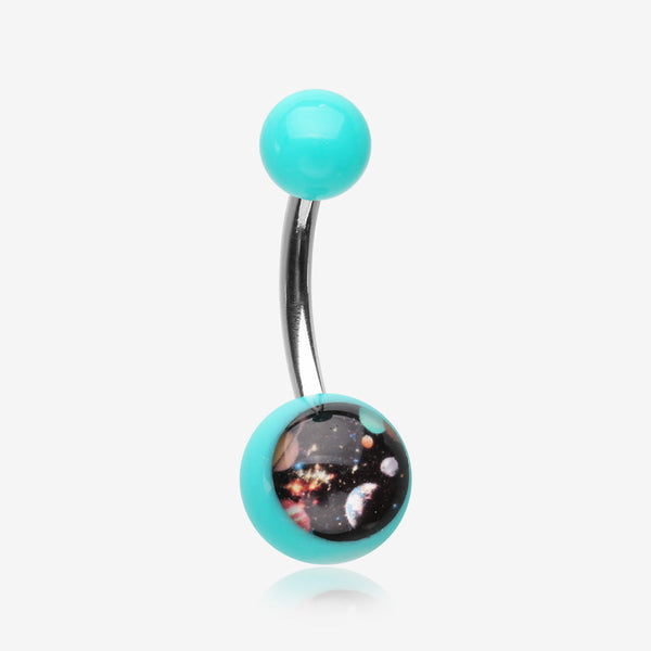 Galaxy Daze Acrylic Logo Belly Button Ring-Teal