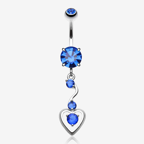 Dainty Dangled Heart Belly Button Ring-Blue