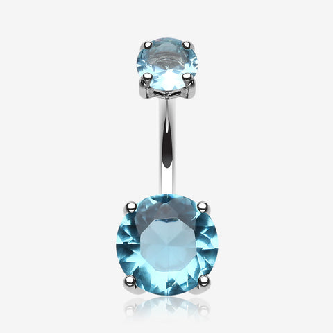 Brilliant Gem Sparkle Belly Ring-Aqua