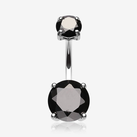 Brilliant Gem Sparkle Belly Ring-Black