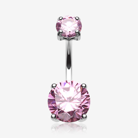 Brilliant Gem Sparkle Belly Ring-Pink