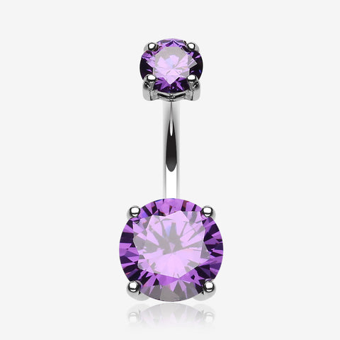 Brilliant Gem Sparkle Belly Ring-Purple