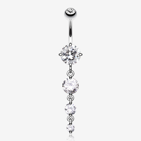 Brilliant Gem Cascade Belly Ring-Clear Gem