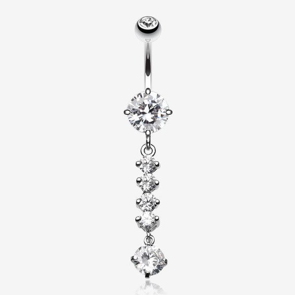 Classy Multi Gem Belly Button Ring-Clear Gem