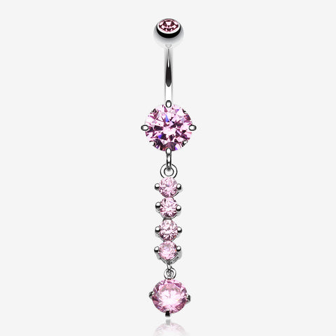 Classy Multi Gem Belly Button Ring-Pink