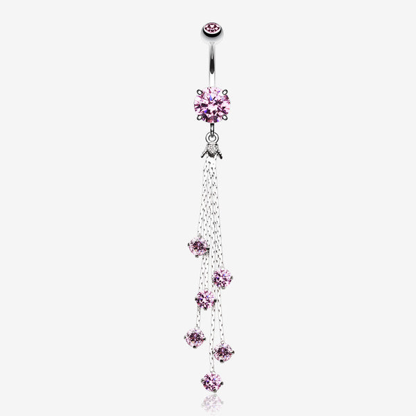 Lustre Drops Belly Button Ring-Pink