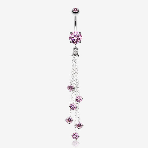 Lustre Drops Belly Button Ring-Pink