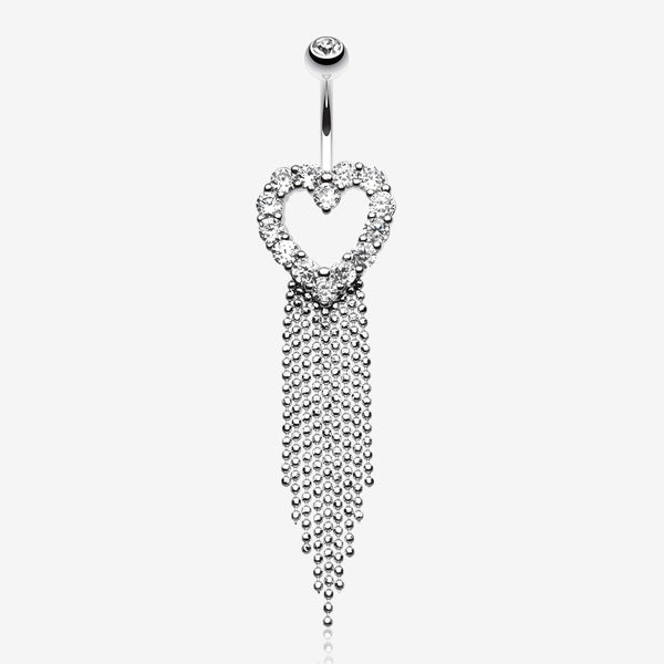 Heart Sparkle Showers Belly Button Ring-Clear Gem