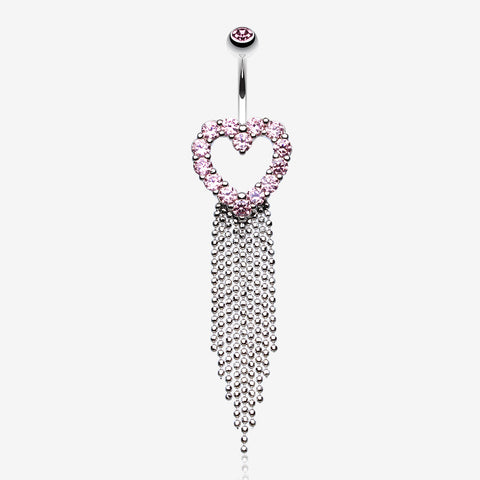 Heart Sparkle Showers Belly Button Ring-Pink