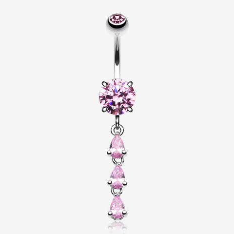 Sweet Cascading Gems Belly Button Ring-Pink