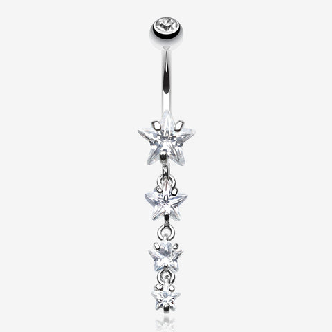 Star Spangled Belly Button Ring-Clear Gem