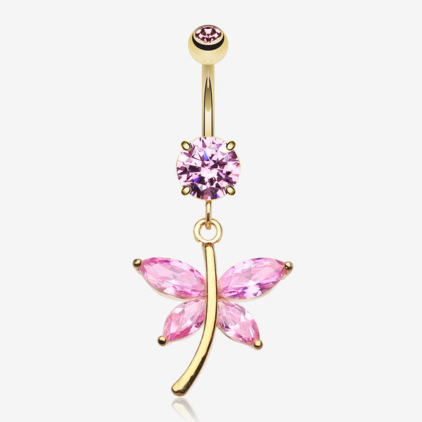 Friendly Butterfly Belly Button RIng-Pink