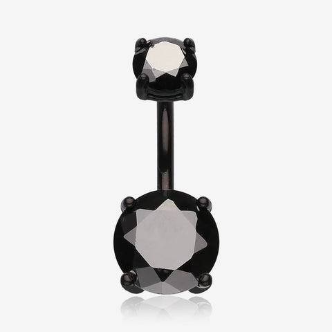 Colorline Gem Prong Sparkle Belly Button Ring-Black