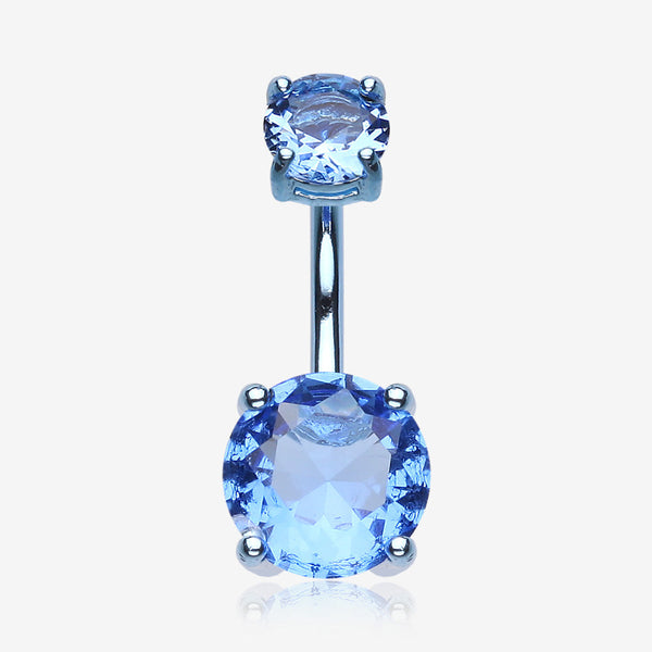 Colorline Gem Prong Sparkle Belly Button Ring-Blue