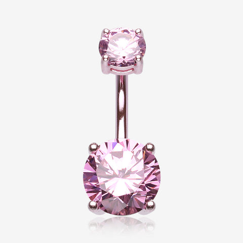 Colorline Gem Prong Sparkle Belly Button Ring-Pink