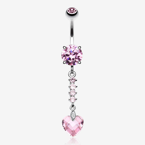 Heart Droplet Belly Button Ring-Pink