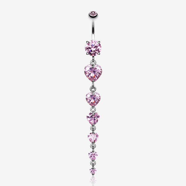 Enchanting Heart Cascade Belly Ring-Pink