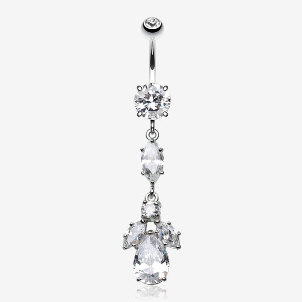 Elegant Marquise Teardrop Crystalline Belly Button Ring-Clear Gem