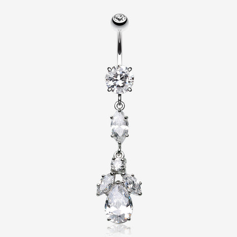 Elegant Marquise Teardrop Crystalline Belly Button Ring-Clear Gem