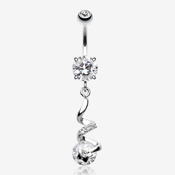 Aurora Twist Star Belly Button Ring-Clear Gem