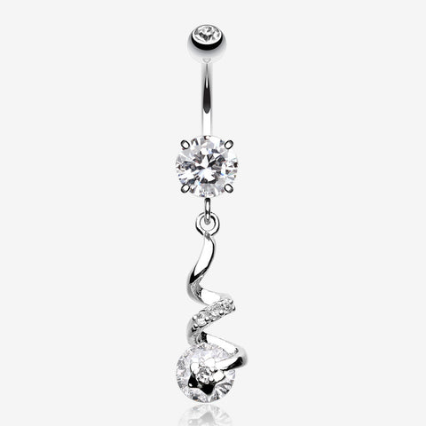 Aurora Twist Star Belly Button Ring-Clear Gem