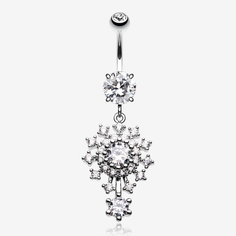 Grand Sparkle Burst Belly Button Ring-Clear Gem