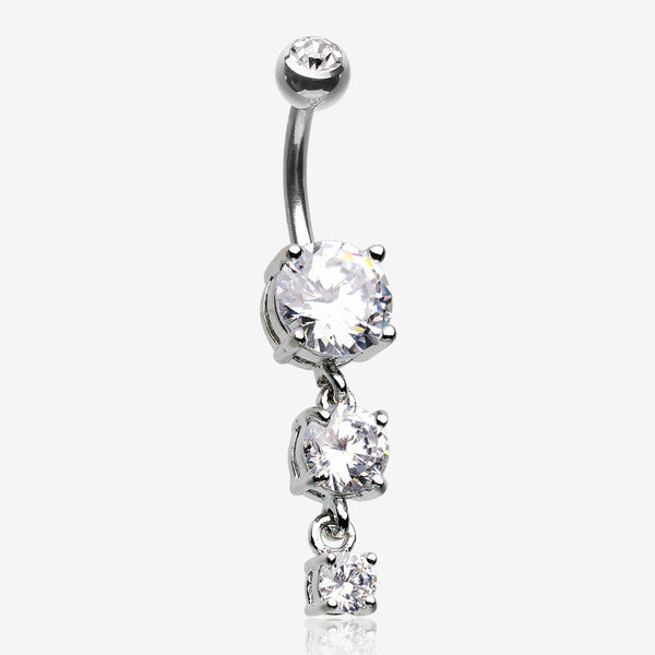 Classic Cascade Sparkle Gem Belly Button Ring-Clear Gem