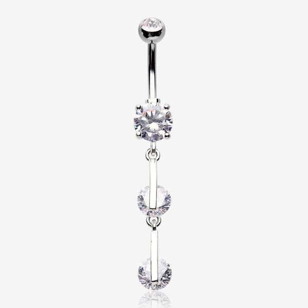 Glistening Sparkle Gem Droplets Belly Button Ring-Clear Gem