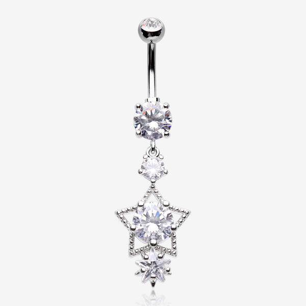 Star Sparkle Shine Belly Button Ring-Clear Gem