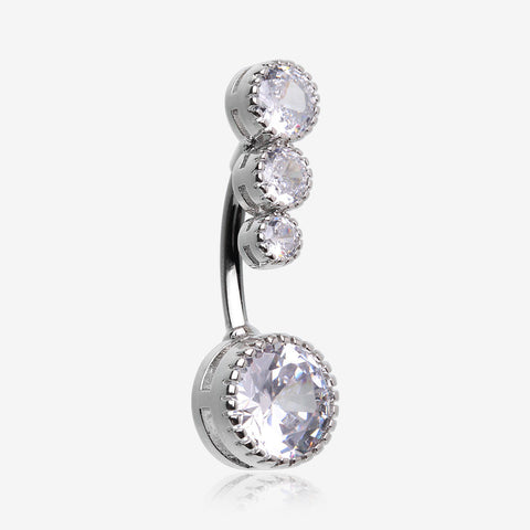 Brilliant Sparkle Cascading Dew Drop Top Belly Button Ring-Clear Gem