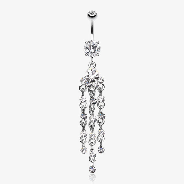 Shimmering Chandelier Belly Ring-Clear Gem