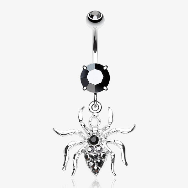 Venom Spider Multi-Gem Belly Button Ring-Hematite