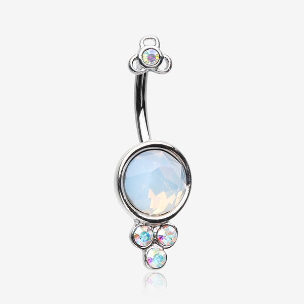 Victorian Opalite Sparkle Belly Button Ring-Aurora Borealis/White