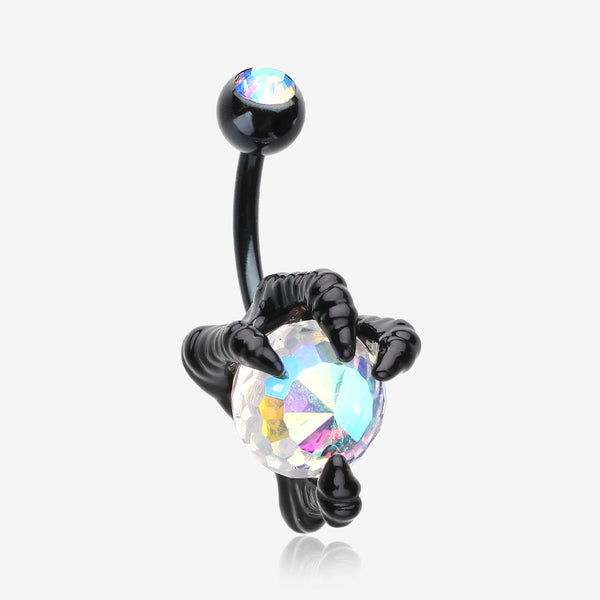 Blackline Dragon's Claw Paragon Belly Button Ring-Black/Aurora Borealis