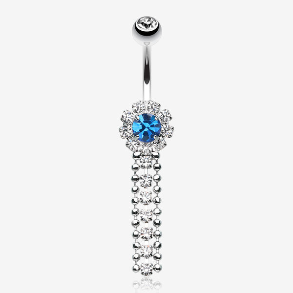 Wonder Sparkle Falls Chandelier Belly Button Ring-Clear Gem/Capri Blue