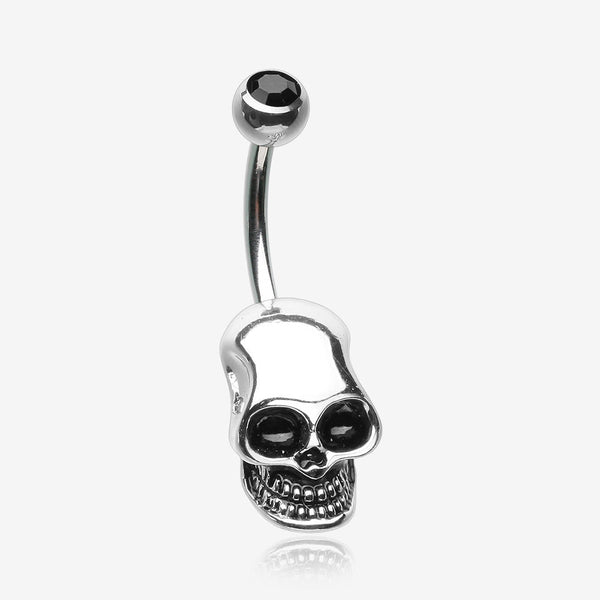 Apocalyptic Skull Head Belly Button Ring-Black