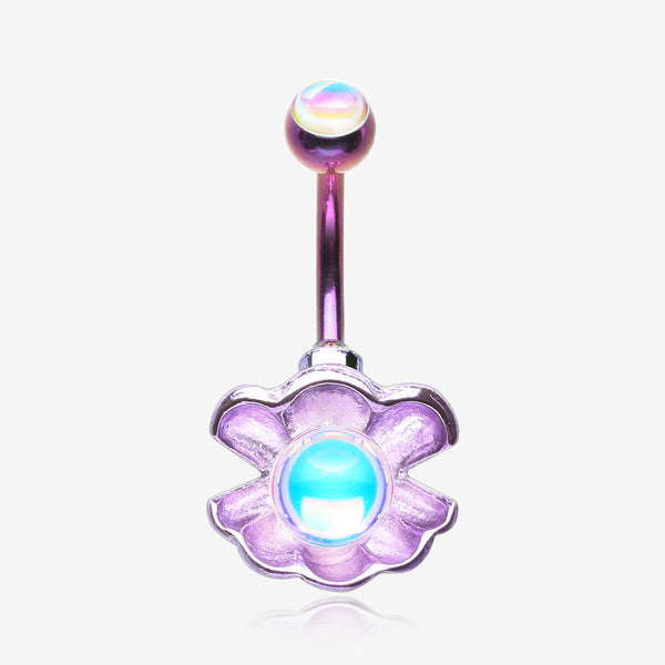 Colorline Iridescent Revo Ariel's Shell Belly Button Ring-Purple/Light Purple